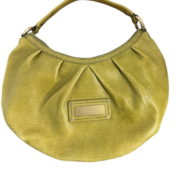 Calvin Klein hobo bag chartreuse green leather - Picture 2 of 5